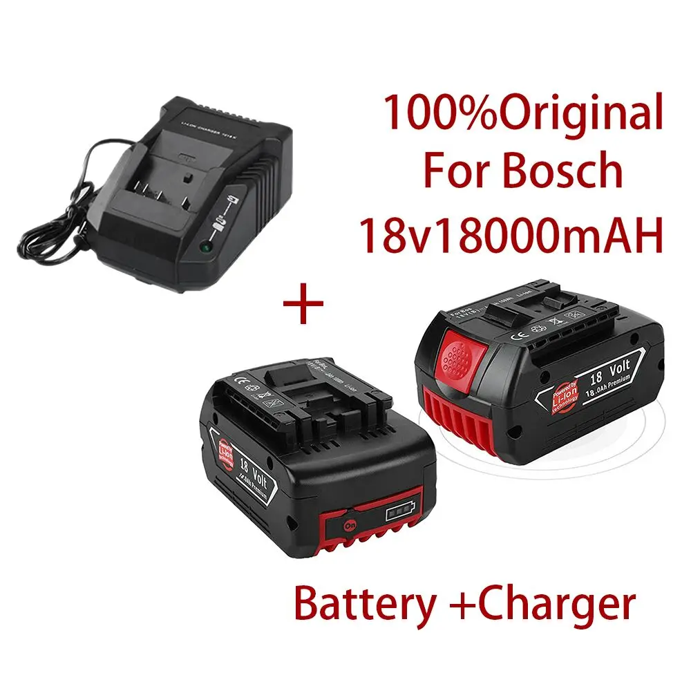 100% Originalus 18V18000mAh Įkrovimo Už Bosch 18V18.0Ah Baterija Atsargine Nešiojamų Pakeitimo BAT609 Lemputė+3A Įkroviklis . ' - ' . 0
