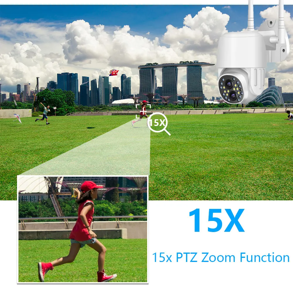 15X Zoom WiFi PTZ Kamera, Dual Lens 2K Lauko AI Žmogaus Aptikti Spalva Naktinio Matymo 4MP Vaizdo Saugumo Kameros Stebėjimo kamerų . ' - ' . 1