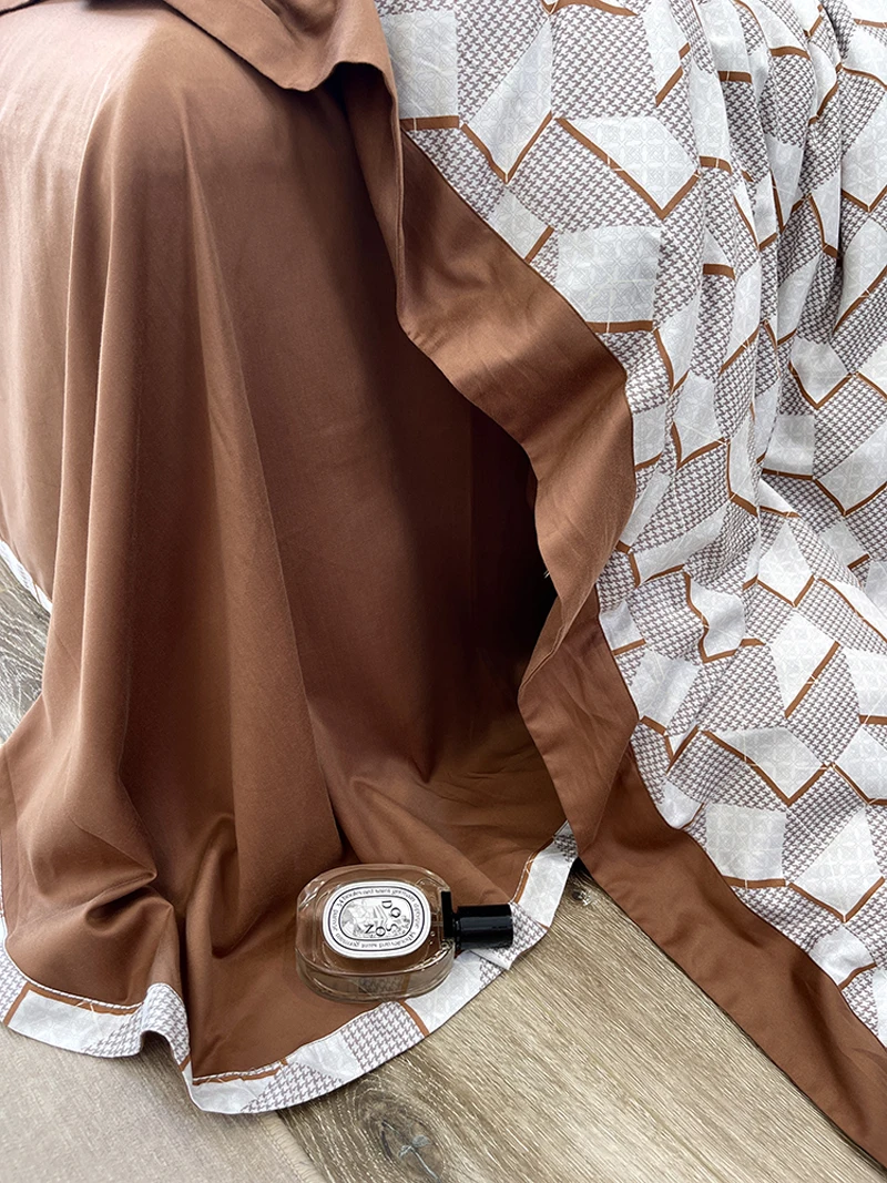 2023 naujas keturių dalių patalynės mados medvilnės dvigubai buitinių lova lapas antklodė padengti sujungimas dizaino patalynės juostele atitikimo kavos . ' - ' . 4