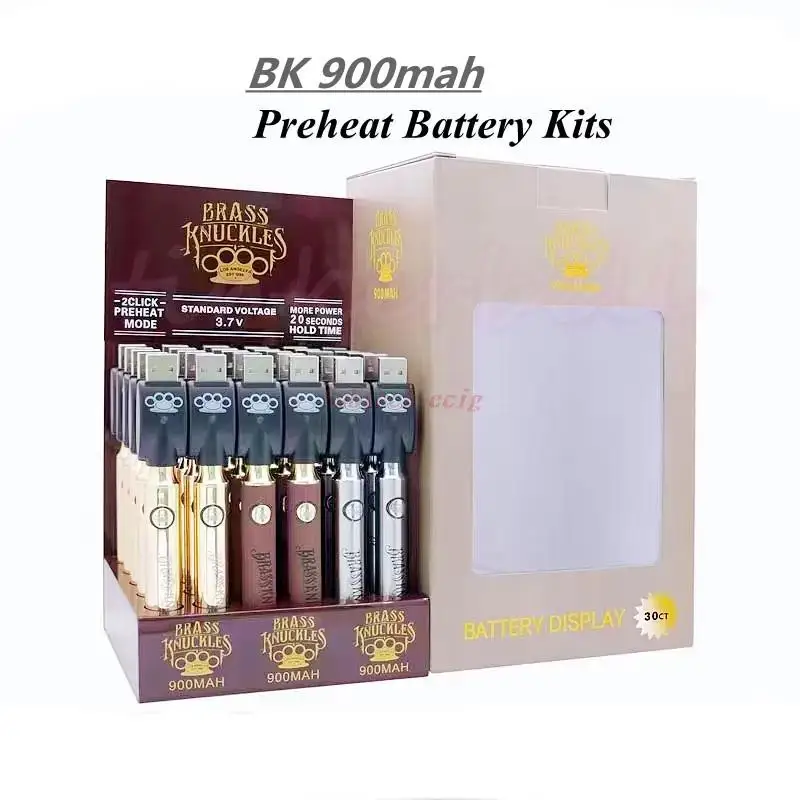 30Pcs/Daug Elektroninių Cigarečių BK 900Mah Įkaitinkite Baterijų Rinkinio 510 Sriegis Ekranas lizdinės plokštelės Reguliuoti Įtampos Baterijų USB Įkroviklis . ' - ' . 0