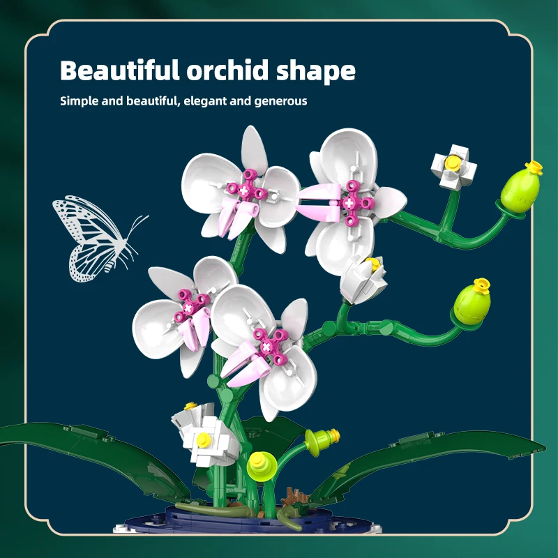 574PCS Mini Orchidėja, Vazoninių Augalų Modeliavimo Gėlių Blokai Draugais Orchidėja Plytų Namas Dekoravimas Žaislus Vaikams Dovanos . ' - ' . 1