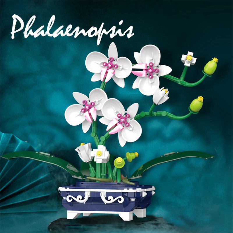 574PCS Mini Orchidėja, Vazoninių Augalų Modeliavimo Gėlių Blokai Draugais Orchidėja Plytų Namas Dekoravimas Žaislus Vaikams Dovanos . ' - ' . 4