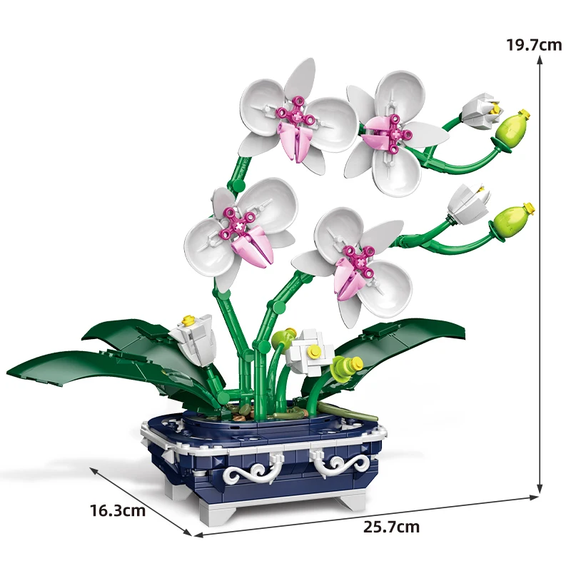 574PCS Mini Orchidėja, Vazoninių Augalų Modeliavimo Gėlių Blokai Draugais Orchidėja Plytų Namas Dekoravimas Žaislus Vaikams Dovanos . ' - ' . 5