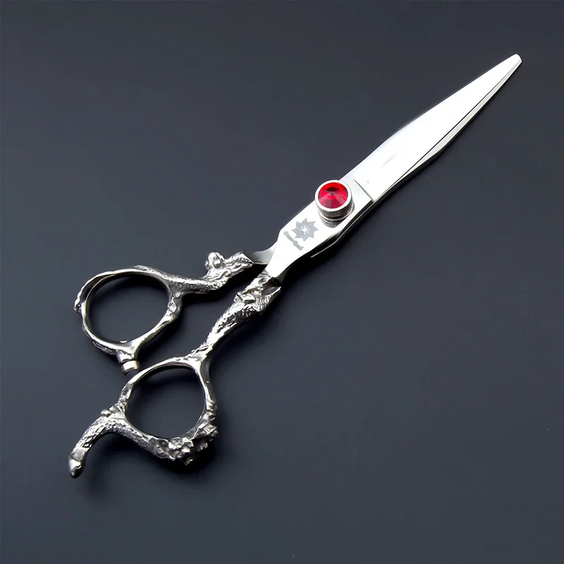 9CR medžiagos 6.0 colių sidabro spalvos su raudona diamond profesionalios plaukų žirklės salonas, kirpykla žirklės cut ir retinimo stilius . ' - ' . 1