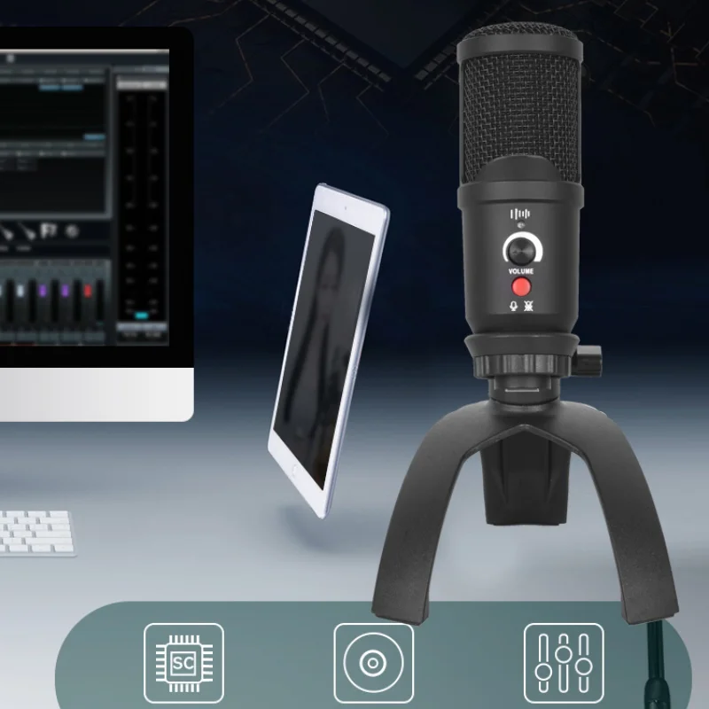 AOSHEN ASDM01 Profesinės USB Kondensatoriaus Mikrofonas su Stalinis Trikojis Stovas Livestream Transliacijos Įrašymo . ' - ' . 5