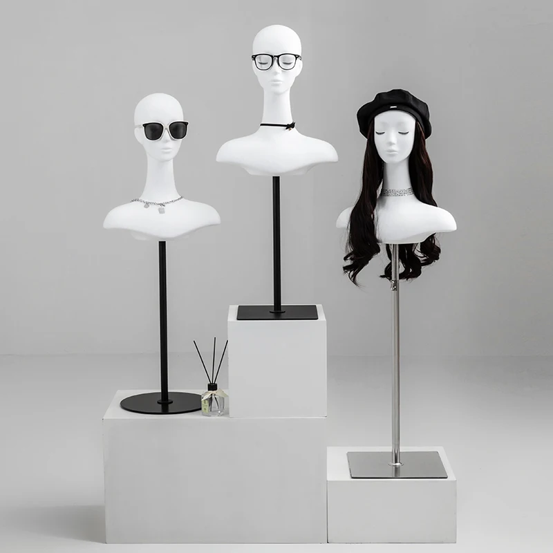Balta Moteriška Manekeno Galva su ilgais Pole Display Už Perukas Skrybėlę Papuošalai ir Šalikas . ' - ' . 0