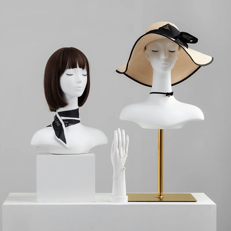 Balta Moteriška Manekeno Galva su ilgais Pole Display Už Perukas Skrybėlę Papuošalai ir Šalikas . ' - ' . 2
