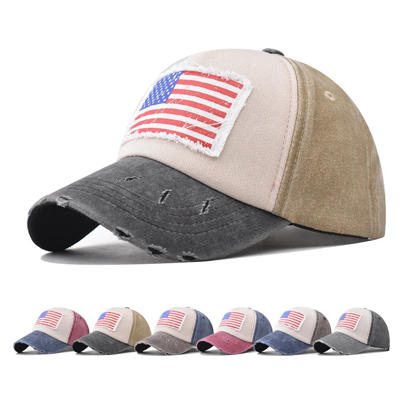 Beisbolo kepuraitę nuo Saulės skrybėlę Retro stiliaus beisbolo kepuraitę Spalvų atitikimo, Amerikos vėliava modelis Pavasarį, Rudenį beisbolo Hip-Hop Įrengtas Bžūp . ' - ' . 0