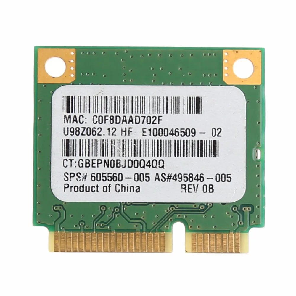 Belaidžio 150M 802.11 b/g/n) Half Mini PCI-E Card HP Atheros AR5B95 605560-005 . ' - ' . 2