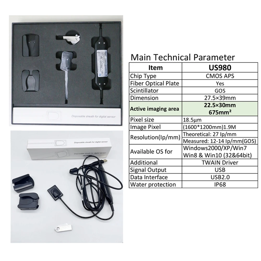 CE Skaitmeninių rentgeno Vizualizavimo Jutiklių Runyes U980 CMOS USB2.0 Dantų rentgeno RVG Jutiklis Size1 Xray Mašina Dantų Vaizdo Panaudota . ' - ' . 2