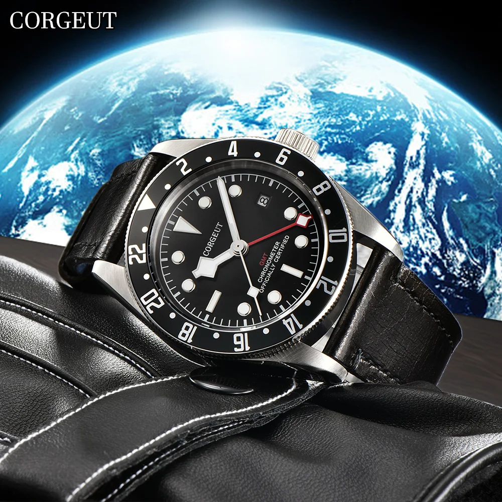 CORGEUT 41mm Didelė Prabanga Verslo Kelionę vyriški Laikrodžiai GMT Mechaninė Automatinė Safyro Stiklas Dual Laiko Juostos Laikas Žiūrėti Žmogui . ' - ' . 0