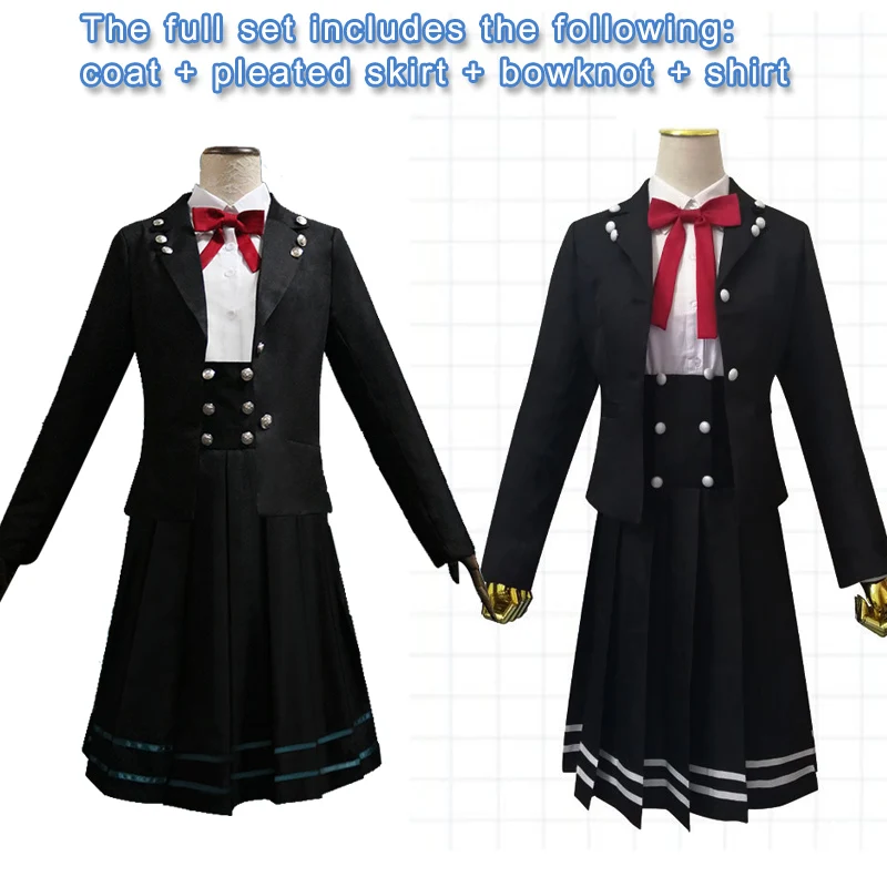 Danganronpa V3 Shirogane Tsumugi cs cosplay universiteto studentų vienodas vyrų ir moterų mokyklos uniformos striukė klostuotas sijonas, lankas, marškinėliai . ' - ' . 0