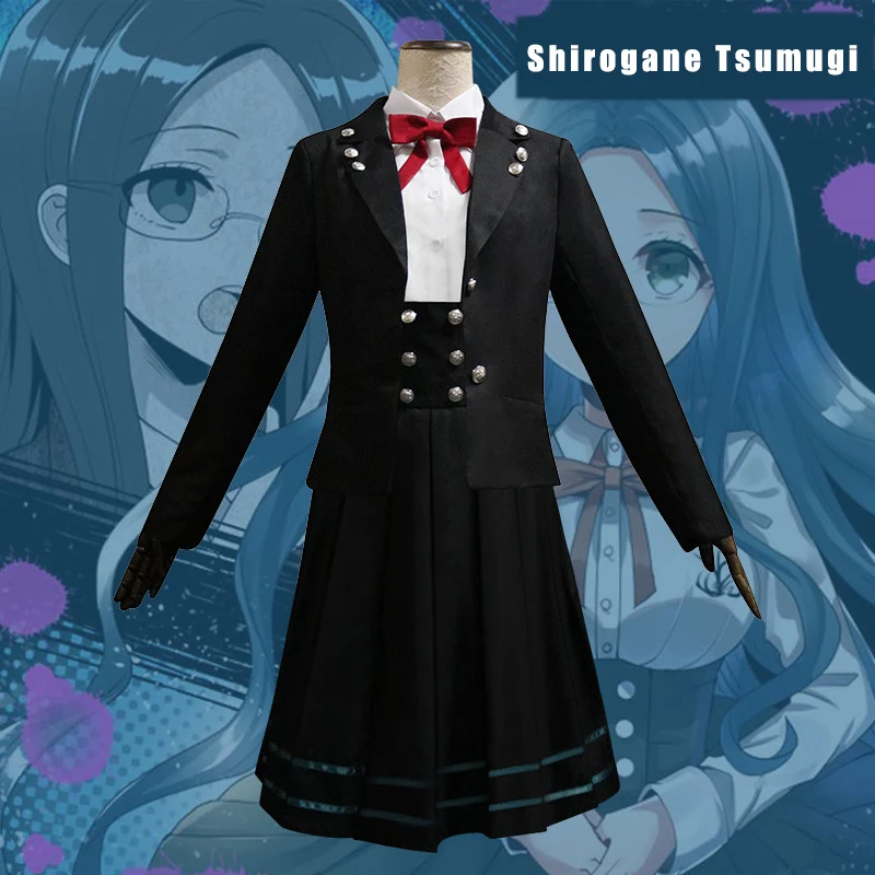 Danganronpa V3 Shirogane Tsumugi cs cosplay universiteto studentų vienodas vyrų ir moterų mokyklos uniformos striukė klostuotas sijonas, lankas, marškinėliai . ' - ' . 1