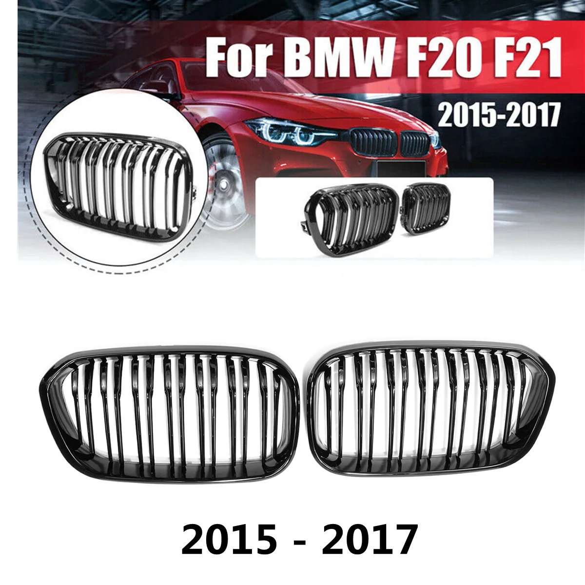 Du kartus Virbas Pakeitimo Grotelės BMW 1 Serijos, F20 F21 IGS 120i 2015 2016 2017 Automobilio Bamperio Groteles Inkstų Lenktynių Grilis . ' - ' . 0