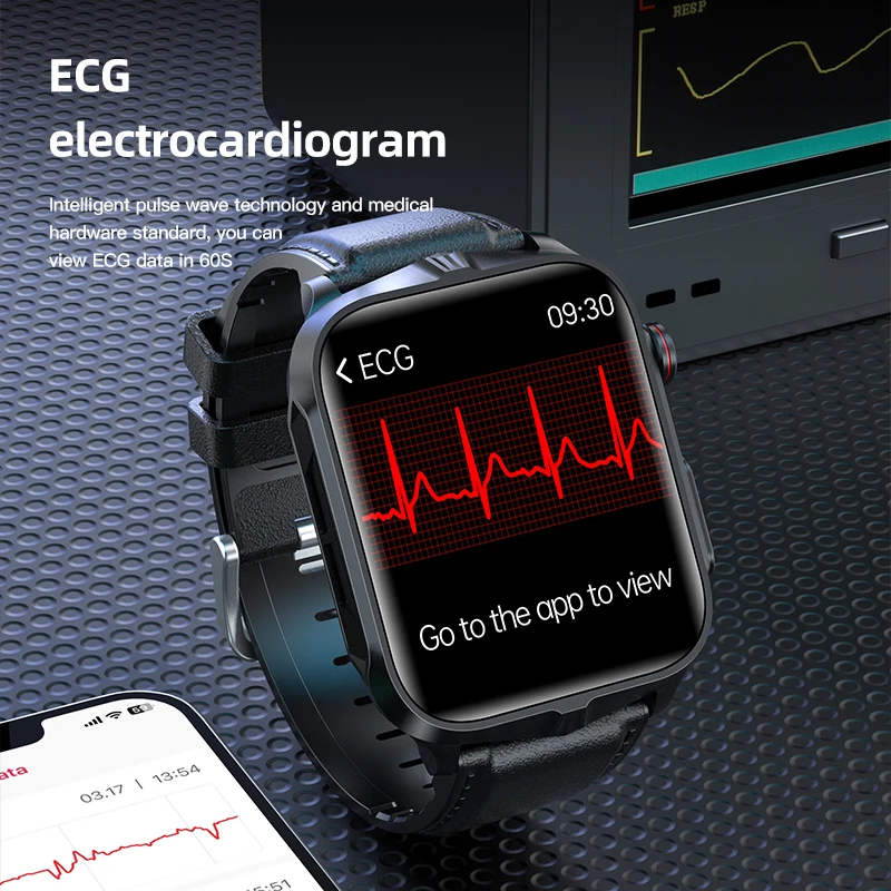 EKG Impulso Elektroterapijos Ne invazinės Kraujo Cukraus Vyrų Smart Žiūrėti Gydymas Lazeriu Sveikatos Kraujo Spaudimas Moterų Sporto Smartwatch . ' - ' . 2
