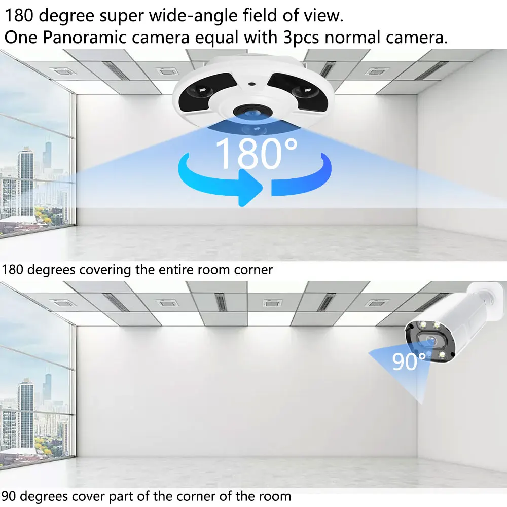 H. 265 POE HD 8MP Fisheye IP Kameros 4K 5MP Matrica LED IR 180° Panoraminiai Naktinio Matymo Saugumo stebėjimo kamerų Vaizdo Stebėjimo Kameros . ' - ' . 1