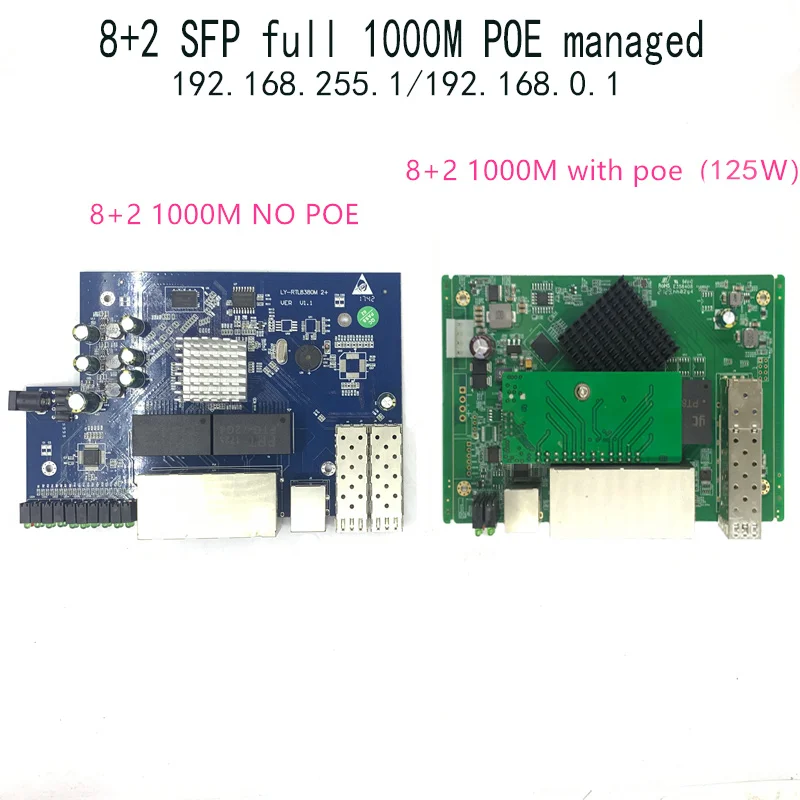 IP Valdymas 8-port 10/100/1000Mbps Ethernet PoE Switch Module Valdomas komutatorius Modulis su 2 Gigabit SFP gigabit ethernet Lizdus jungiklis . ' - ' . 0