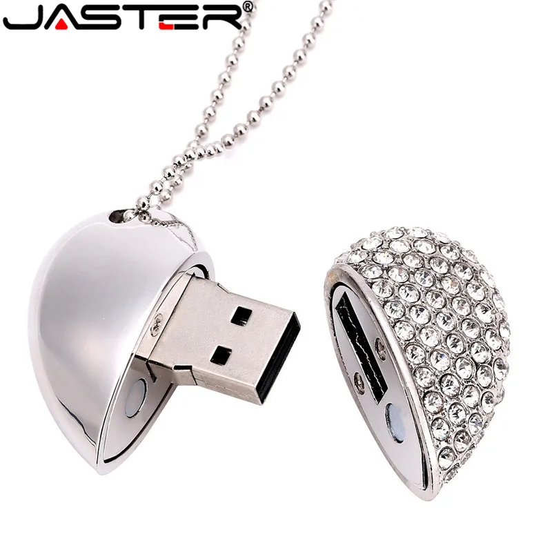 JASTER USB Flash Drive, Krištolo ir Deimantų Širdies formos Grandinės Sustabdymo Ratai 64GB Pink32GB Aukso Karoliai Memory Stick Atostogų Dovanų . ' - ' . 3