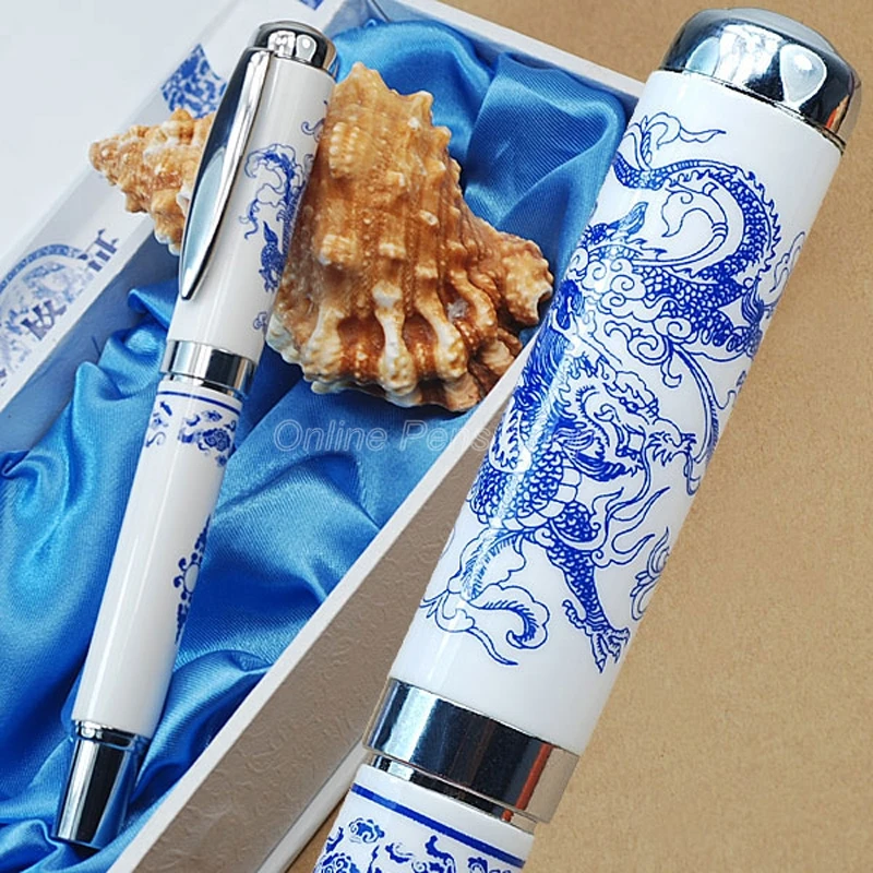 Jinhao Išskirtinį Dragon Mėlynos Ir Baltos spalvos Porceliano Roller Ball Pen JR882 . ' - ' . 0