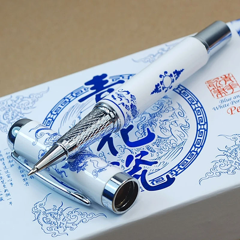 Jinhao Išskirtinį Dragon Mėlynos Ir Baltos spalvos Porceliano Roller Ball Pen JR882 . ' - ' . 1