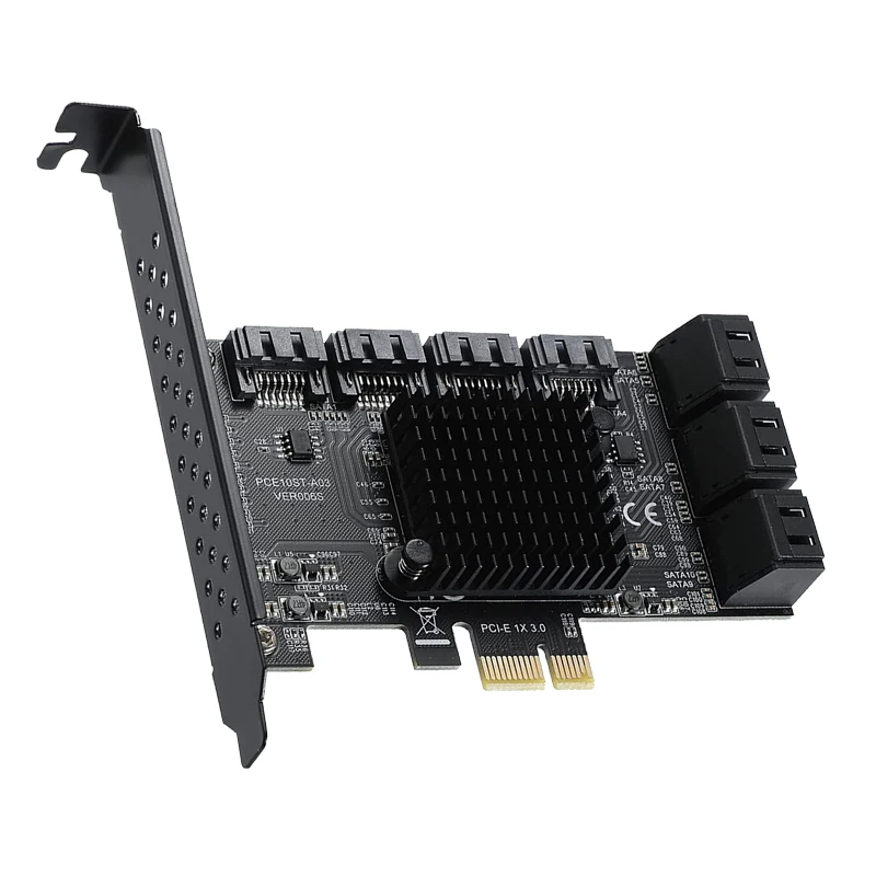 Kasybos Stove PCIE SATA PCI-E Adapterį PCIE į SATA Valdiklio Daugiklis 10 Uostai SATA 3.0 6Gbps PCI Express X1 Išplėtimo Plokštę . ' - ' . 2