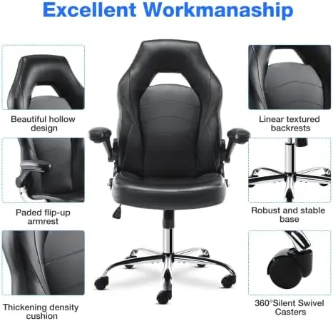Kėdė - Biuro Kėdė, Stalas, Kėdės su ratukais Kompiuterio Kėdė su Flip-up Porankiai ir Reguliuojamo Aukščio Pasukama Kėdė, PU, Sujungimas . ' - ' . 3