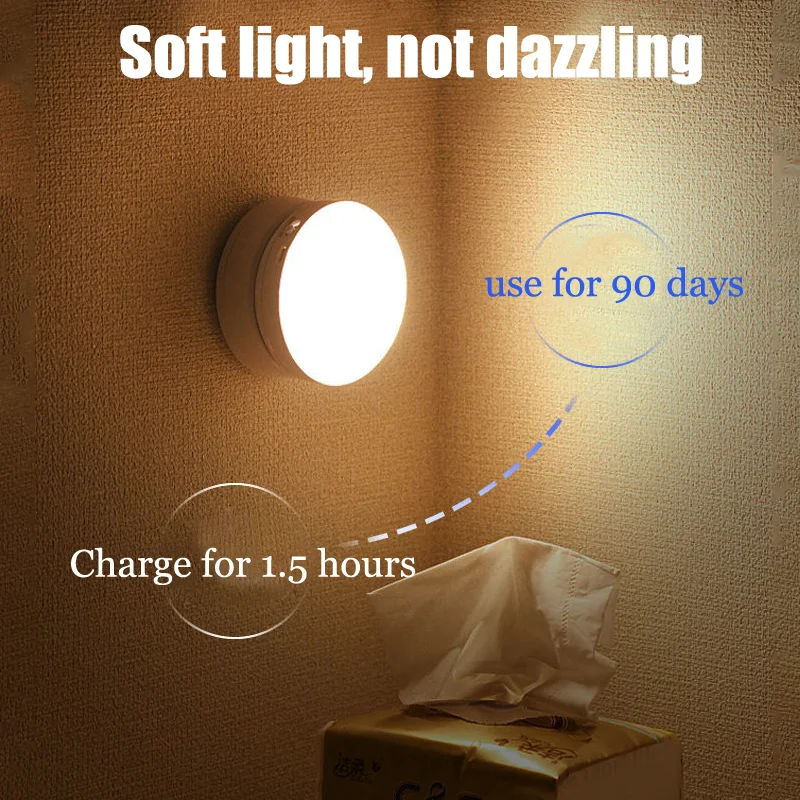 LED Judesio Jutiklis Nakties Šviesos USB Įkrovimo Naktį Lempos Sukasi į Energijos taupymą, Garso/Šviesos Koridorius Vonios kambarys . ' - ' . 3