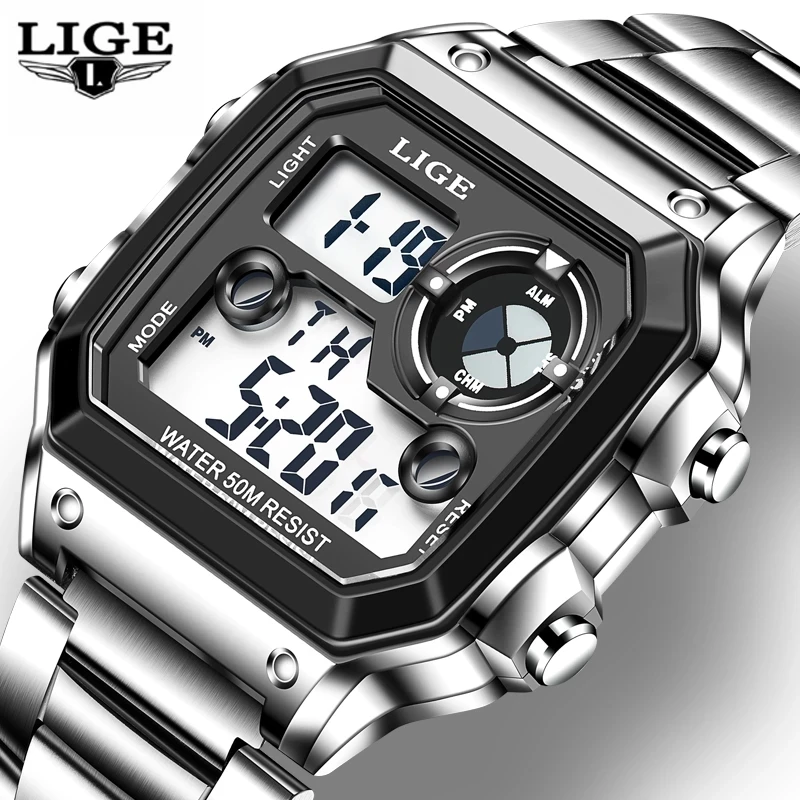 LIGE Prekės ženklo Vyrai Žiūrėti Karinės Lauko Sporto Skaitmeninis Vyras Žiūrėti Atsitiktinis Mados Vandeniui Elektroninis Laikrodis Vyrų Reloj Hombre . ' - ' . 4