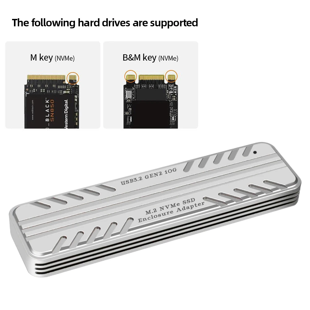 M. 2 PCIE NVMe SSD Talpyklos 10Gbps USB3.1 Gen2 Aliuminio korpusą, M&B Klavišą M2 Nvme Kietojo Disko Dėžutė 2230 2242 2260 2280 . ' - ' . 0