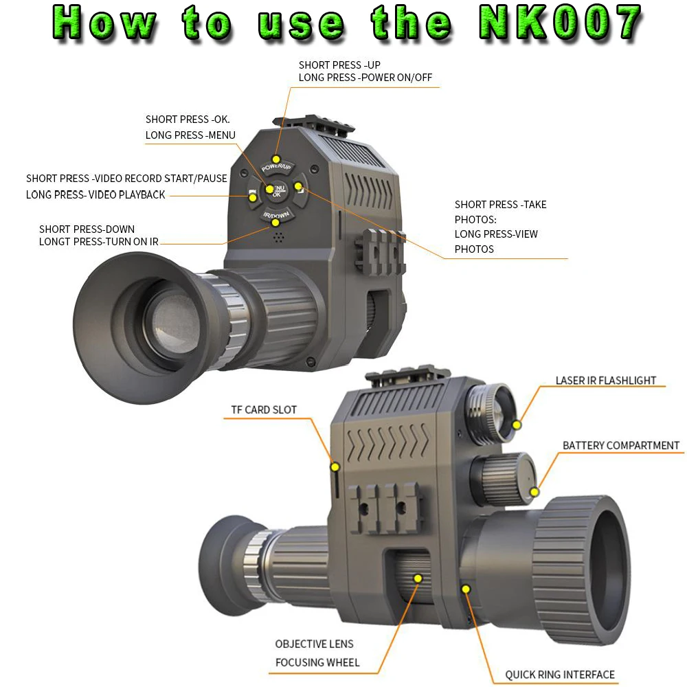 Megaorei NK007S Naktinio Matymo uoksai Optikos Taikikliai Taktinis Lazerio Spindulių 850nm IR taikymo Sritis Riflescope Lauko Medžioklė . ' - ' . 2