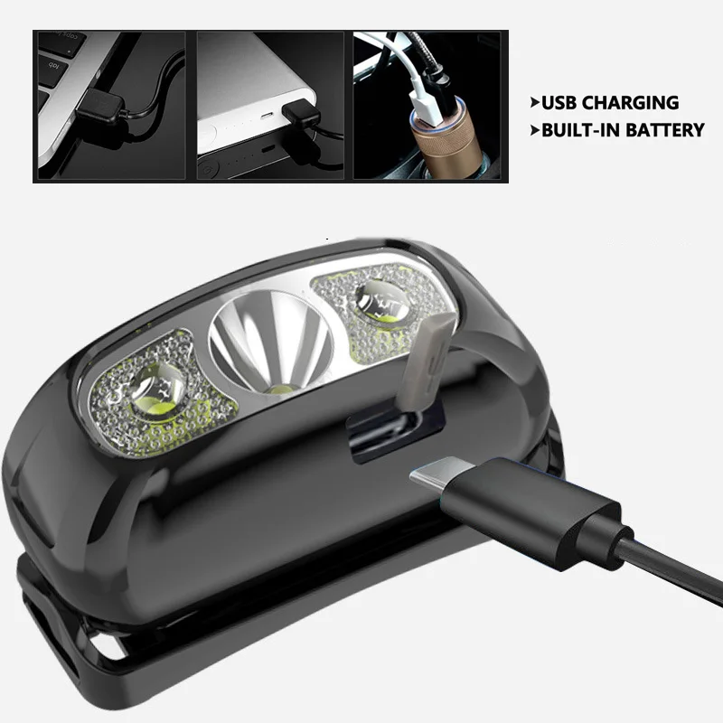 Mini Įkrovimo Galingas Jutiklis, Žibintų Žvejyba, Kempingas USB Galvos Žibintuvėlis COB LED Žibintas Fakelas Žibintai Priekiniai Žibintai . ' - ' . 4