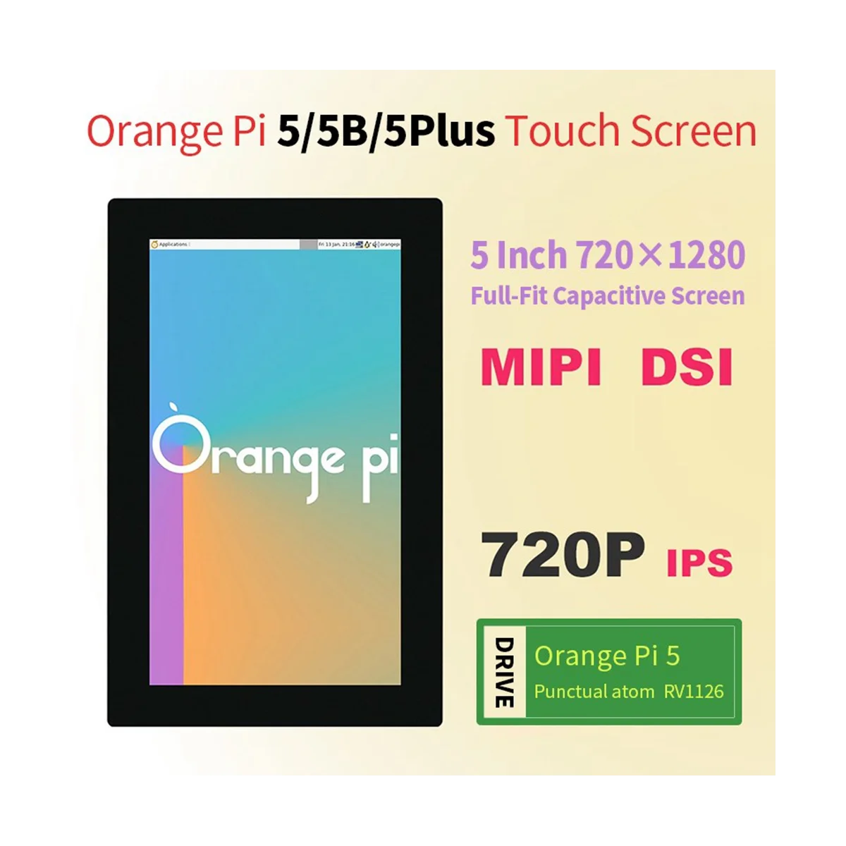 MIPI DSI Ekranas 5 Colių Capacitive Touch Ekrano 720X1280 720P IPS LCD Orange Pi OPI 5/5B/5 Plus Atom RV1126 . ' - ' . 1