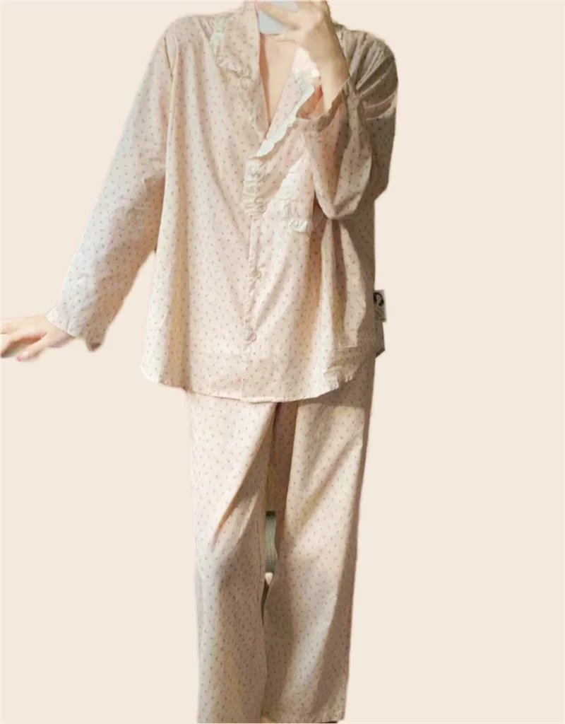 Moterų Pižama Rinkinys Sexy Nėrinių Lankas Gėlių Spausdinti Saldus Princesė Pavasario Pyjama Prarasti Dydis Mama Homewear Jaukus Sleepwear . ' - ' . 2