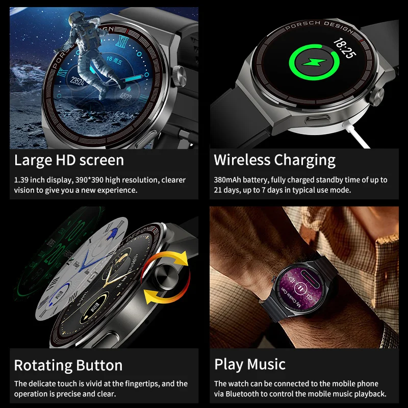 Naujas Smart Watch Vyrų AMOLED 390*390 HD Ekrane Visada Rodomas Laikas Fitneso Apyrankė atsparus Vandeniui Nerūdijančio Plieno Smartwatch Vyrai . ' - ' . 1