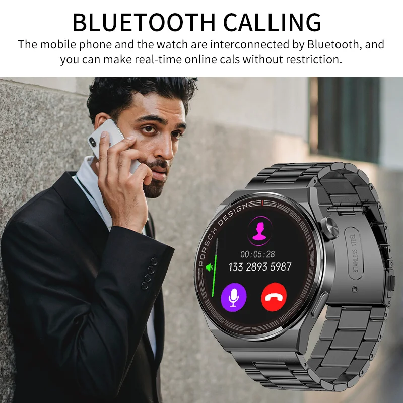 Naujas Smart Watch Vyrų AMOLED 390*390 HD Ekrane Visada Rodomas Laikas Fitneso Apyrankė atsparus Vandeniui Nerūdijančio Plieno Smartwatch Vyrai . ' - ' . 2