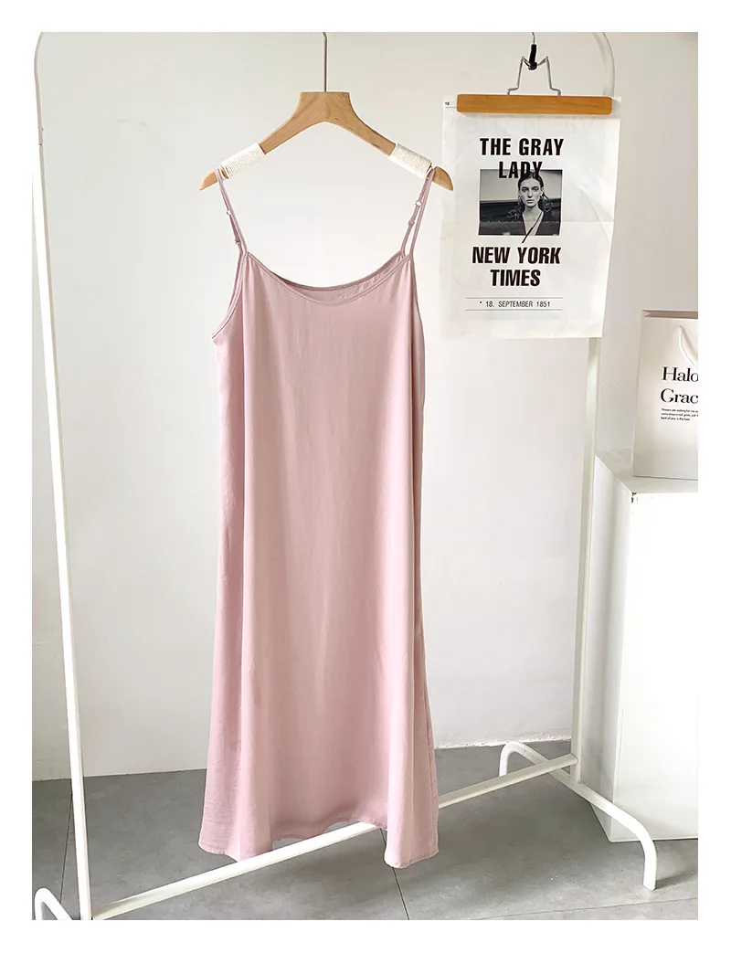 Naujas Suspender Nightgowns Moterys Vasarą Šifono Plona Ilga Suknelė Korėjos Studentų Sleepwear Nightdress Seksuali Vientisa Spalva Nightshirt . ' - ' . 3