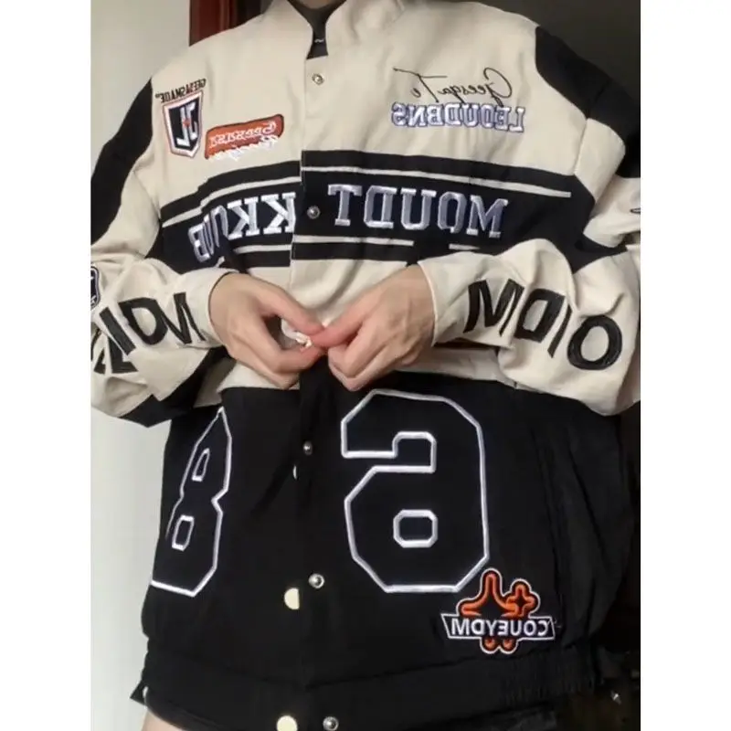 Nuimamas Motociklo Striukė American Vintage Aštrus Mergaičių Mados Lenktynių Beisbolo striukės moterims kailis harajuku goth y2k striukė . ' - ' . 1