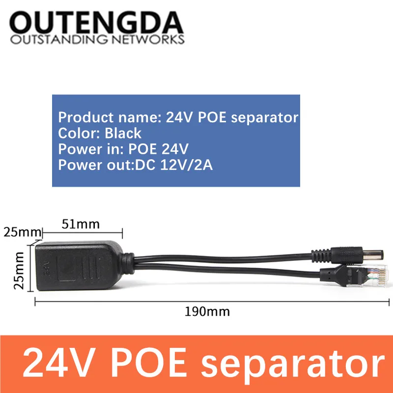 POE Splitter Konvertuoti 24V į 12V DC Out Power splitter per tinklo kabelį, IP Stebėjimo kameros . ' - ' . 4