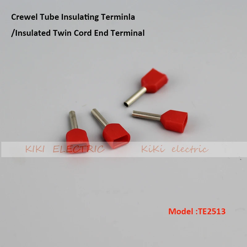 TE2513 Vario Crewel Vamzdžių Izoliacinės Terminal 2*2.5mm2 Condutor Dual Laidas Baigiasi dvejybinio Įrašo Vario Terminalai . ' - ' . 1