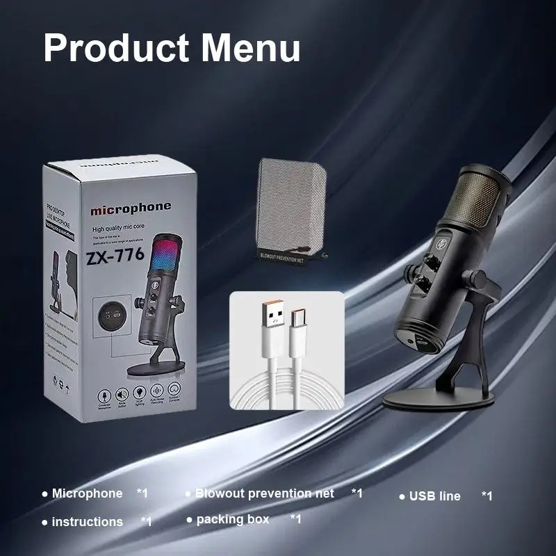 Ultimate USB Mikrofonas su RGB Apšvietimo ir Anti-Spray Net - Plug and Play Profesionalios Garso Įrašymo ir transliavimas . ' - ' . 1