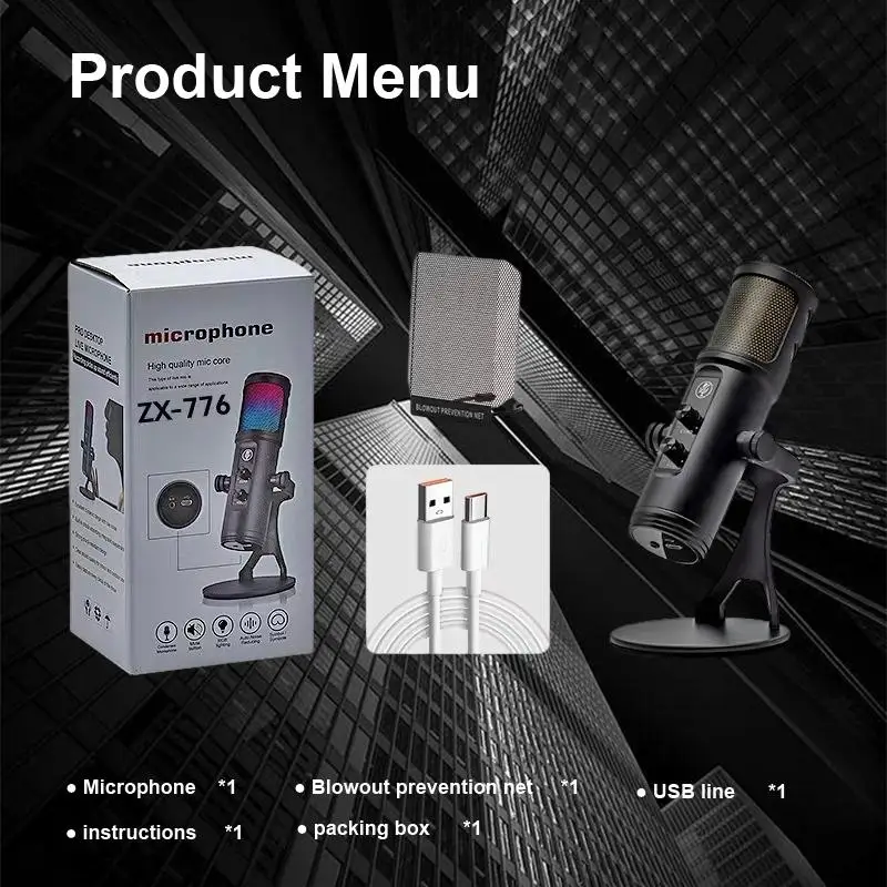 Ultimate USB Mikrofonas su RGB Apšvietimo ir Anti-Spray Net - Plug and Play Profesionalios Garso Įrašymo ir transliavimas . ' - ' . 2