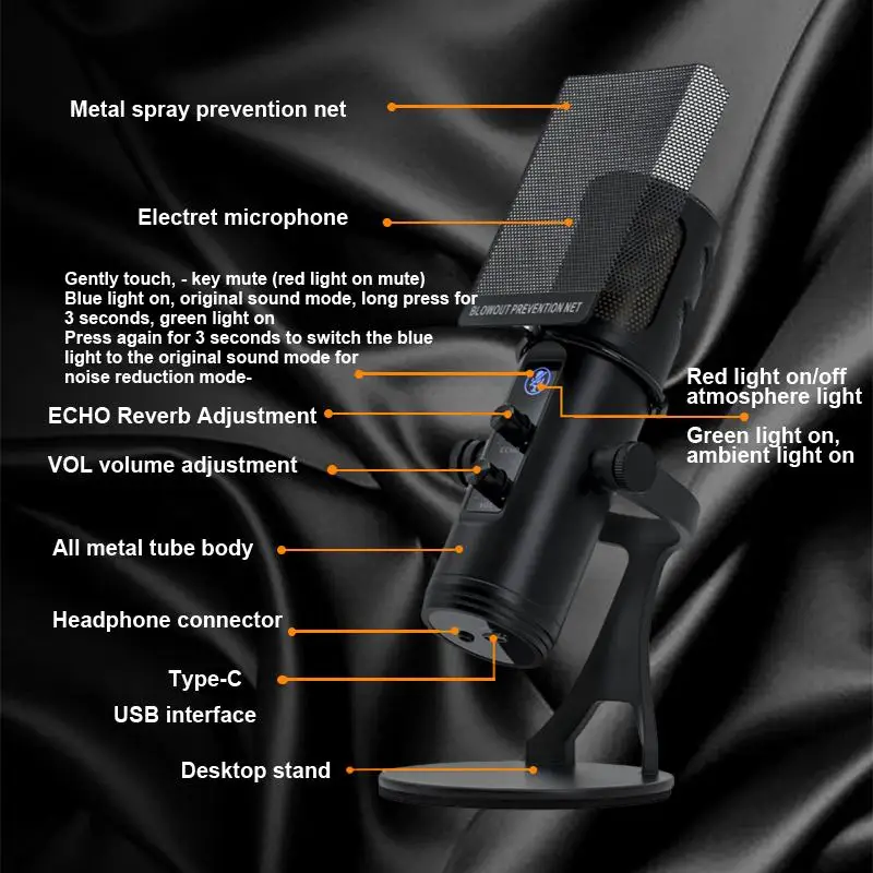 Ultimate USB Mikrofonas su RGB Apšvietimo ir Anti-Spray Net - Plug and Play Profesionalios Garso Įrašymo ir transliavimas . ' - ' . 4