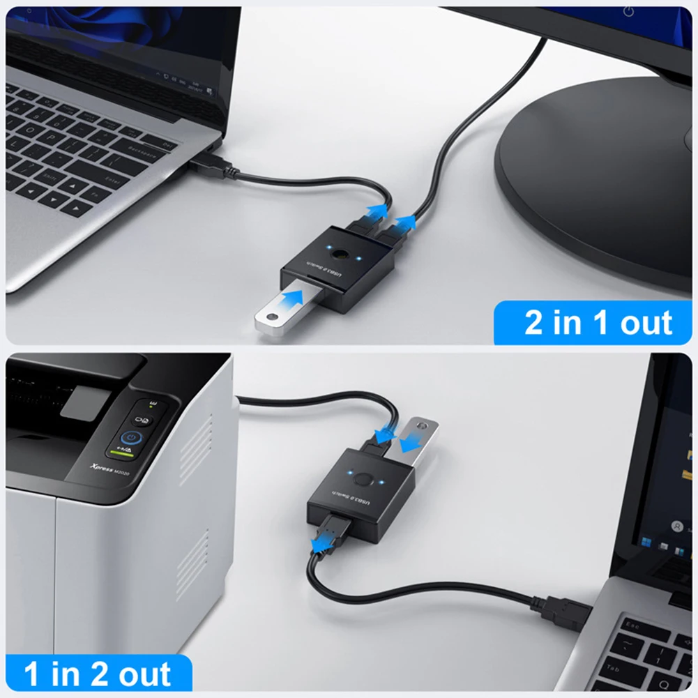 USB KVM Switch Selektorių USB 3.0-2.0 Switcher Hub Dėžutėje 2 VNT Uosto Bendrinimo Printer/Scanner/Klaviatūra/Pelė . ' - ' . 1