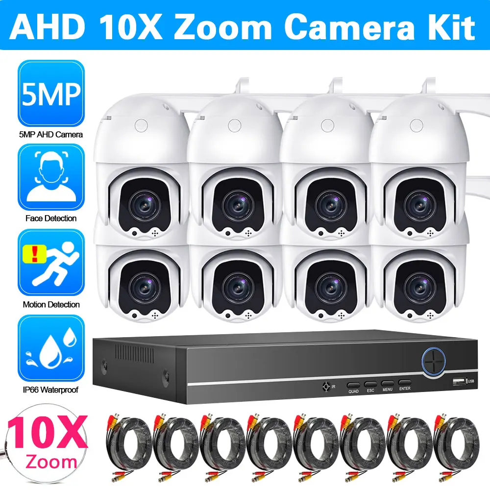 XMEYE HAINAUT Dome kamerų sistema 8CH HAINAUT DVR komplektas, 5MP 10X Zoom PTZ Saugumo Kameros Nustatyti H. 265 stebėjimo kamerų Vaizdo Stebėjimo Sistemos Komplektas 4CH . ' - ' . 0