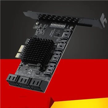 Kasybos Stove PCIE SATA PCI-E Adapterį PCIE į SATA Valdiklio Daugiklis 10 Uostai SATA 3.0 6Gbps PCI Express X1 Išplėtimo Plokštę