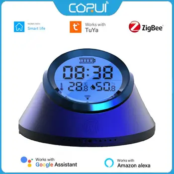 CORUI Tuya Zigbee Smart Temperatūra ir Drėgmė Jutiklis Laikrodis, Su Apšvietimu Ekranas Smart Gyvenimo Termometras Už Alexa 