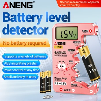 ANENG BT189 Mygtuką Cell Baterijos Testeris Universalus Buitiniai LCD Ekranas 9V N D a AA AAA Baterijos Testeris Galia Banko Detektoriai Įrankiai
