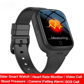 Vyresnio amžiaus Smartwatch 4G Širdies ritmo Sveikatos priežiūros Žiūrėti Telefonas su Sim Du-taip, Balso Pokalbių Kritimo Signalizacijos Nuotolinio GPS Telefone Žiūrėti