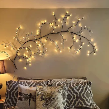 LED Šakelė String Žibintai 144LEDs Pasakų Gluosnio Medžio Vynuogių Žibintai Prijungti Šakelė Medžio Lempos Kalėdų Sienos Miegamojo Kambarį Dekoro