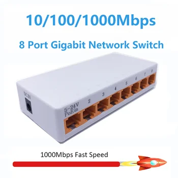 8 Port 1000Mbps Gigabit Ethernet Tinklo Jungiklio, Smart Switcher Aukštos kokybės RJ45 Hub Interneto Splitter